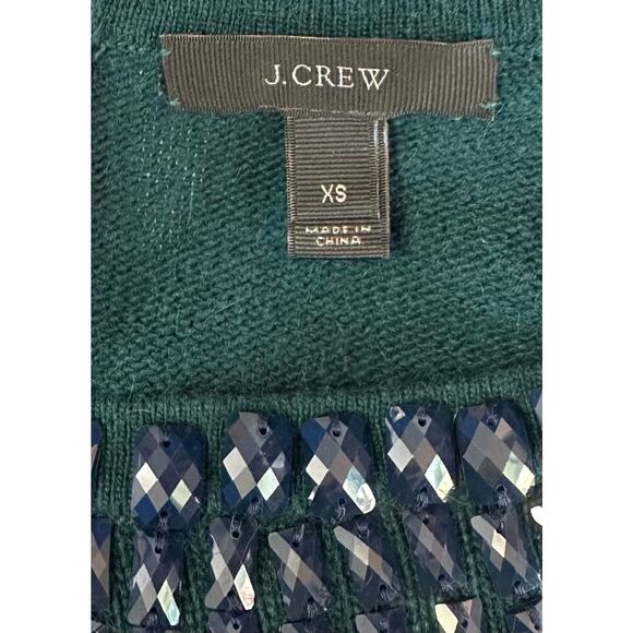 J. Crew Wool Rabbit Hair Jeweled Starburst Sweater Emerald Green 08429 Size XS - Picture 8 of 8